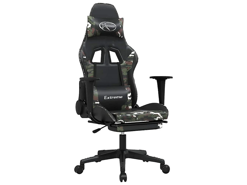 Chaise de jeu de massage repose-pied Noir camouflage Similicuir