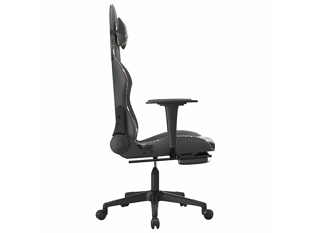 Chaise de jeu de massage repose-pied Noir camouflage Similicuir