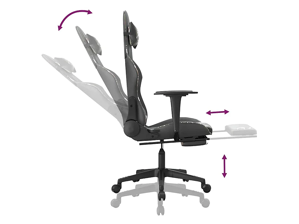 Chaise de jeu de massage repose-pied Noir camouflage Similicuir