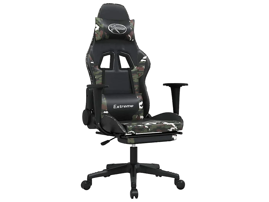 Chaise de jeu de massage repose-pied Noir camouflage Similicuir