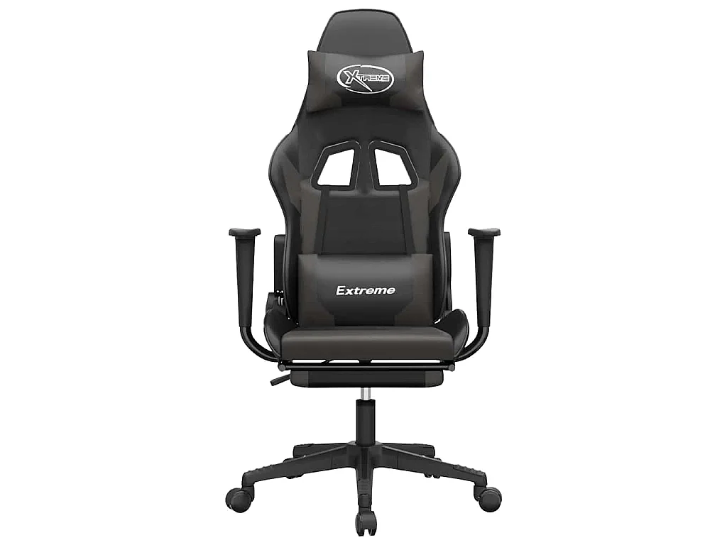 Chaise de jeu de massage et repose-pied Noir et gris Similicuir