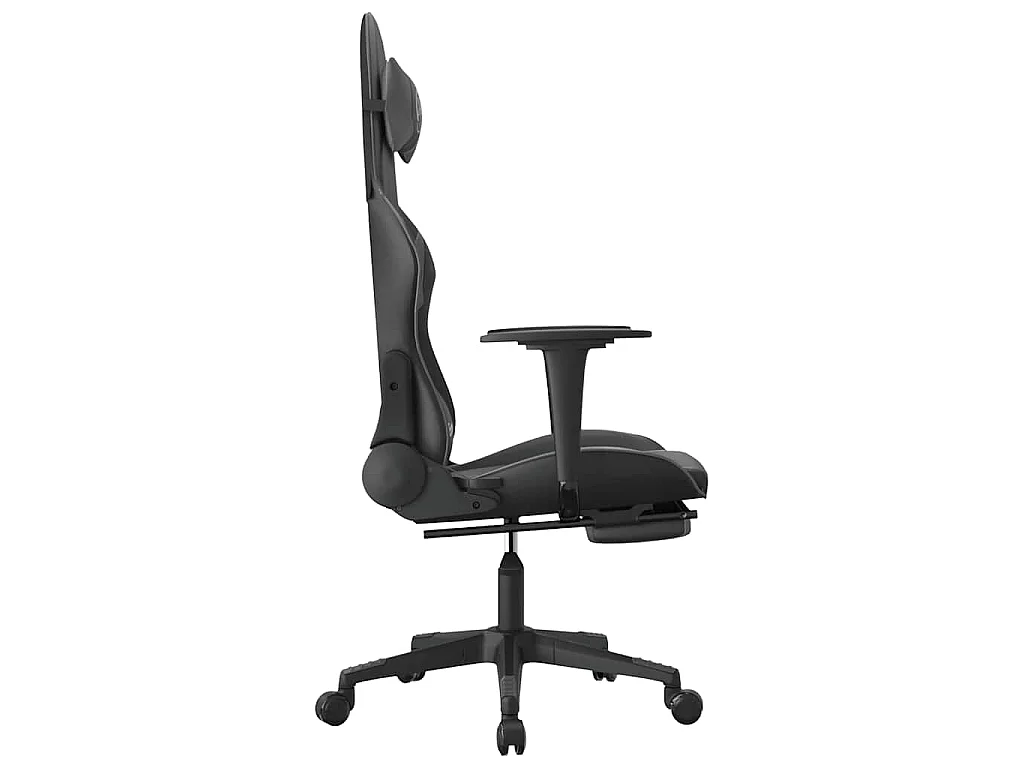 Chaise de jeu de massage et repose-pied Noir et gris Similicuir