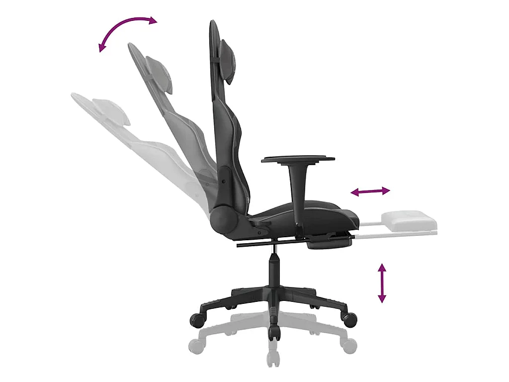 Chaise de jeu de massage et repose-pied Noir et gris Similicuir