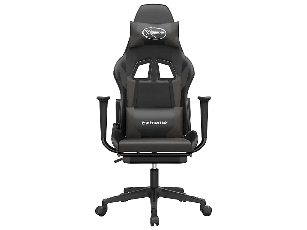 Chaise de jeu de massage et repose-pied Noir et gris Similicuir