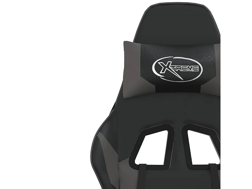 Sedia da Gaming Massaggio Poggiapiedi Nero e Grigio Similpelle