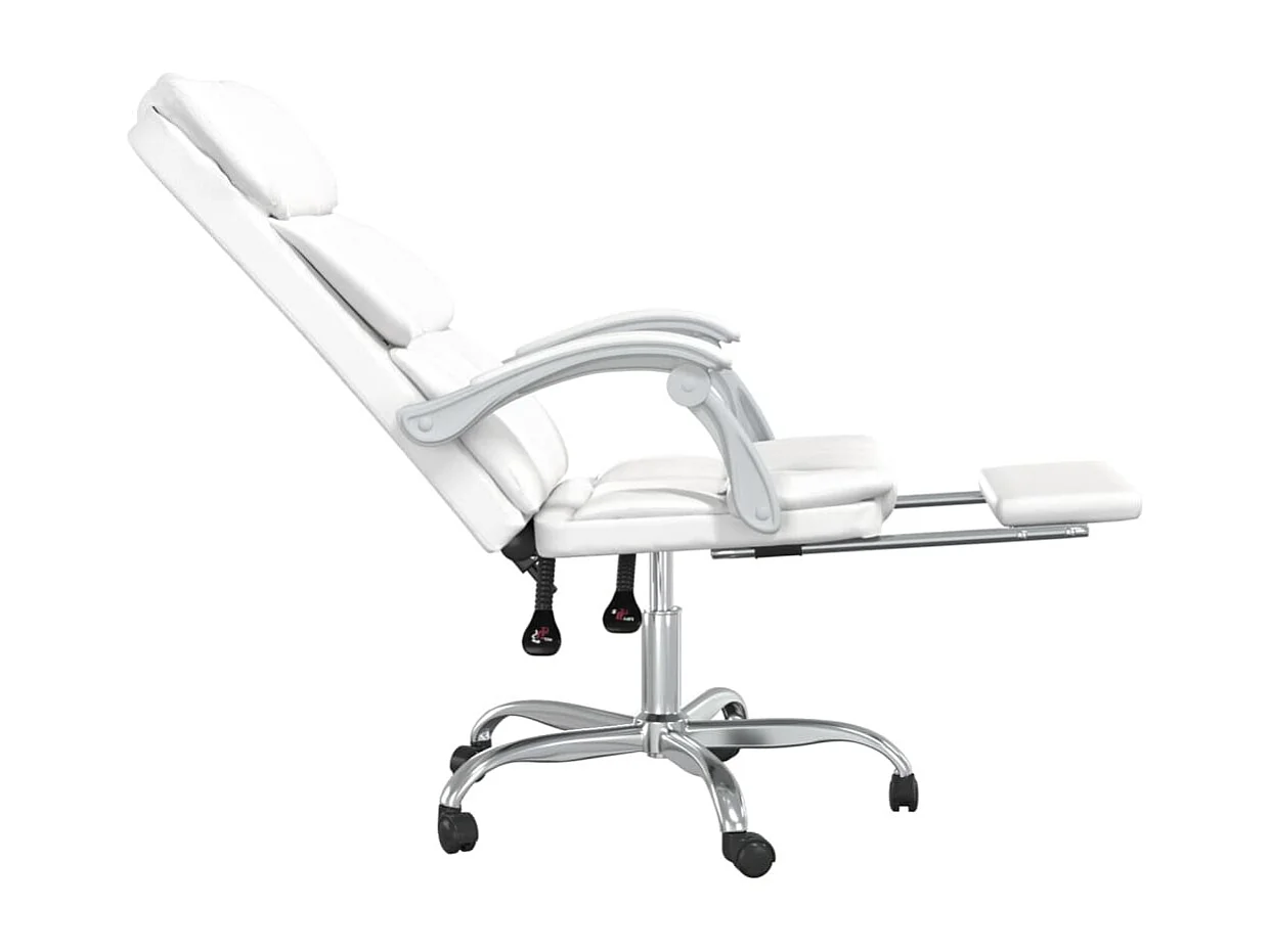 Fotel Biurowy Regulowany Biały ze Skóropodobnego Materiału Minimalistyczny i Wygodny Design