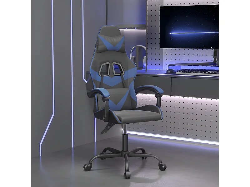 Chaise de jeu Noir et bleu Similicuir