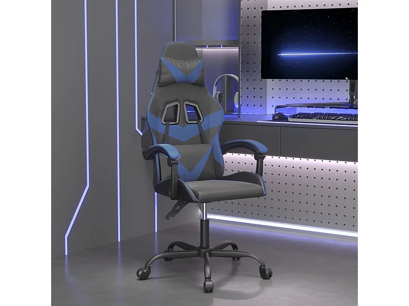 Gaming-Stuhl Schwarz und Blau Kunstleder