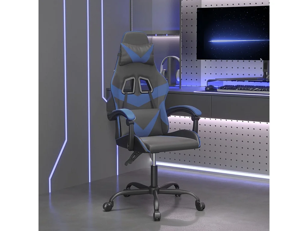 Chaise de jeu Noir et bleu Similicuir