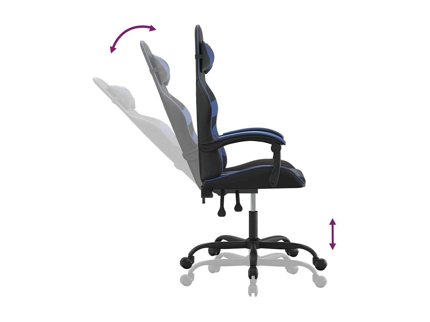 Chaise de jeu Noir et bleu Similicuir