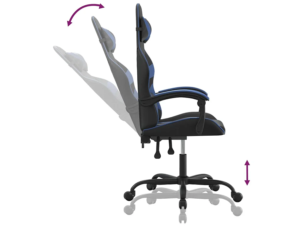 Sedia da Gaming Nera e Blu in Similpelle