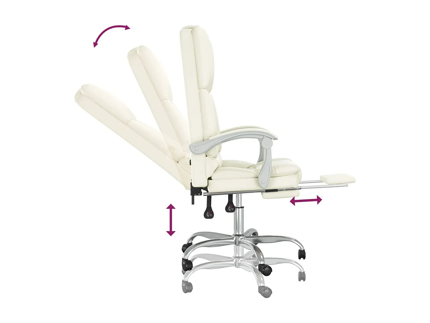 Fauteuil de massage inclinable de bureau Crème Similicuir