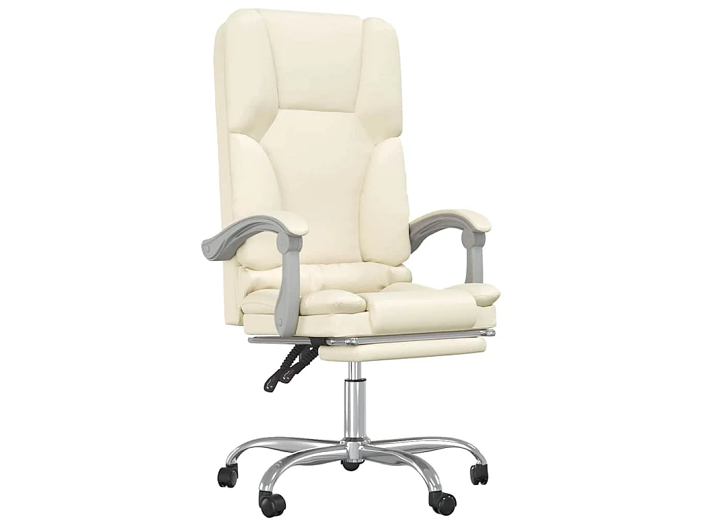 Fauteuil de massage inclinable de bureau Crème Similicuir