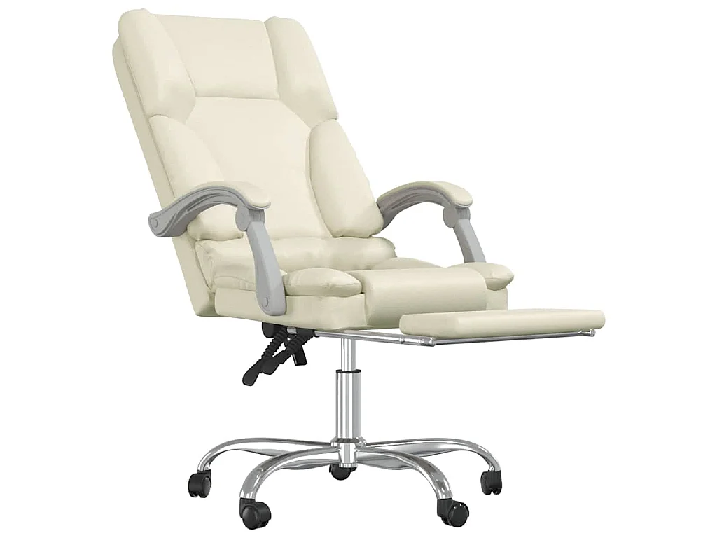 Fauteuil de massage inclinable de bureau Crème Similicuir