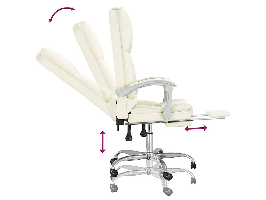 Fauteuil de massage inclinable de bureau Crème Similicuir