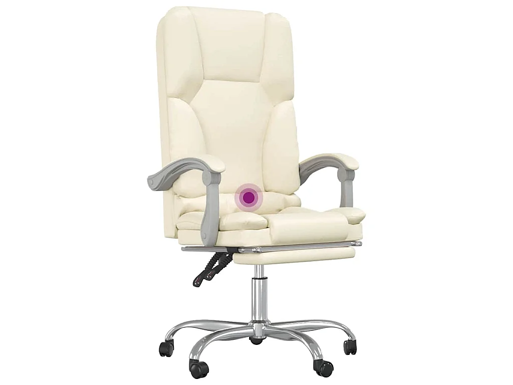 Fauteuil de massage inclinable de bureau Crème Similicuir