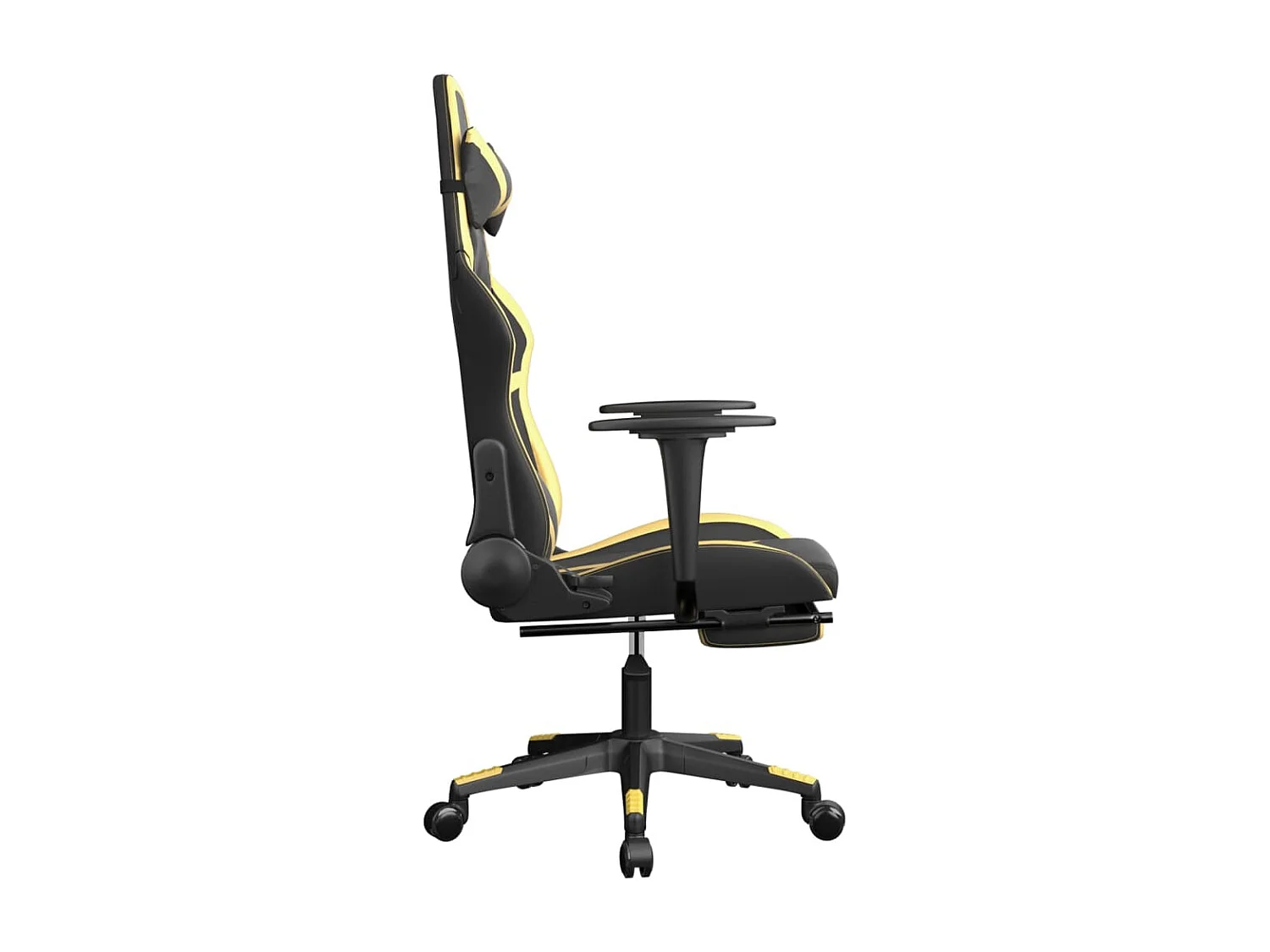 Sedia da Gaming con Poggiapiedi Nero e Oro in Similpelle