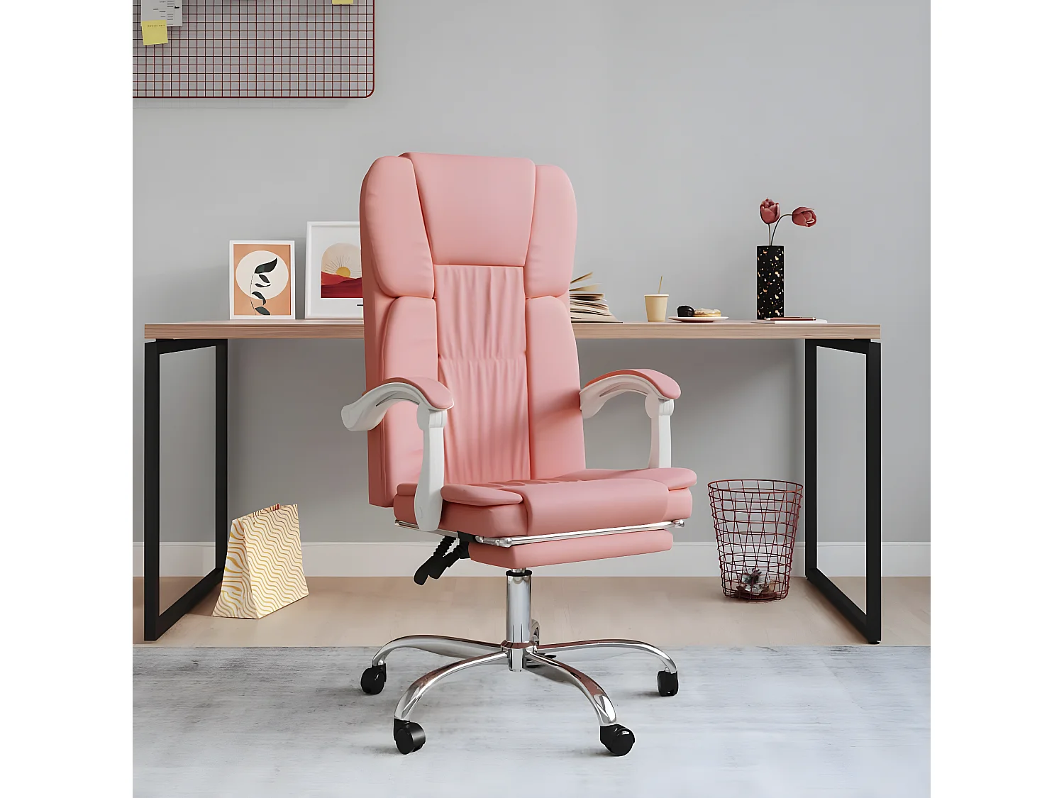 Bürostuhl mit Liegefunktion Rosa Kunstleder