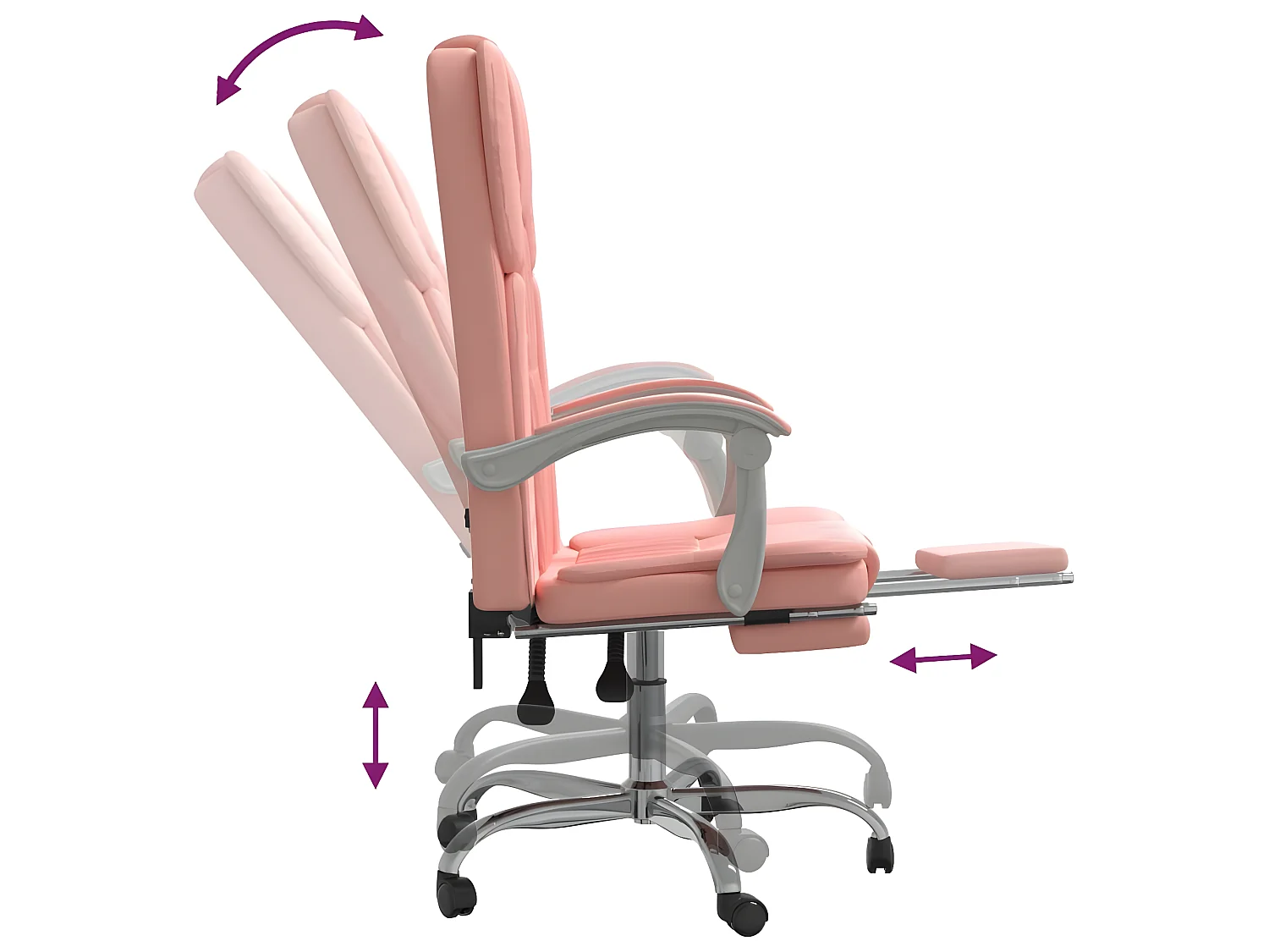 Bürostuhl mit Liegefunktion Rosa Kunstleder