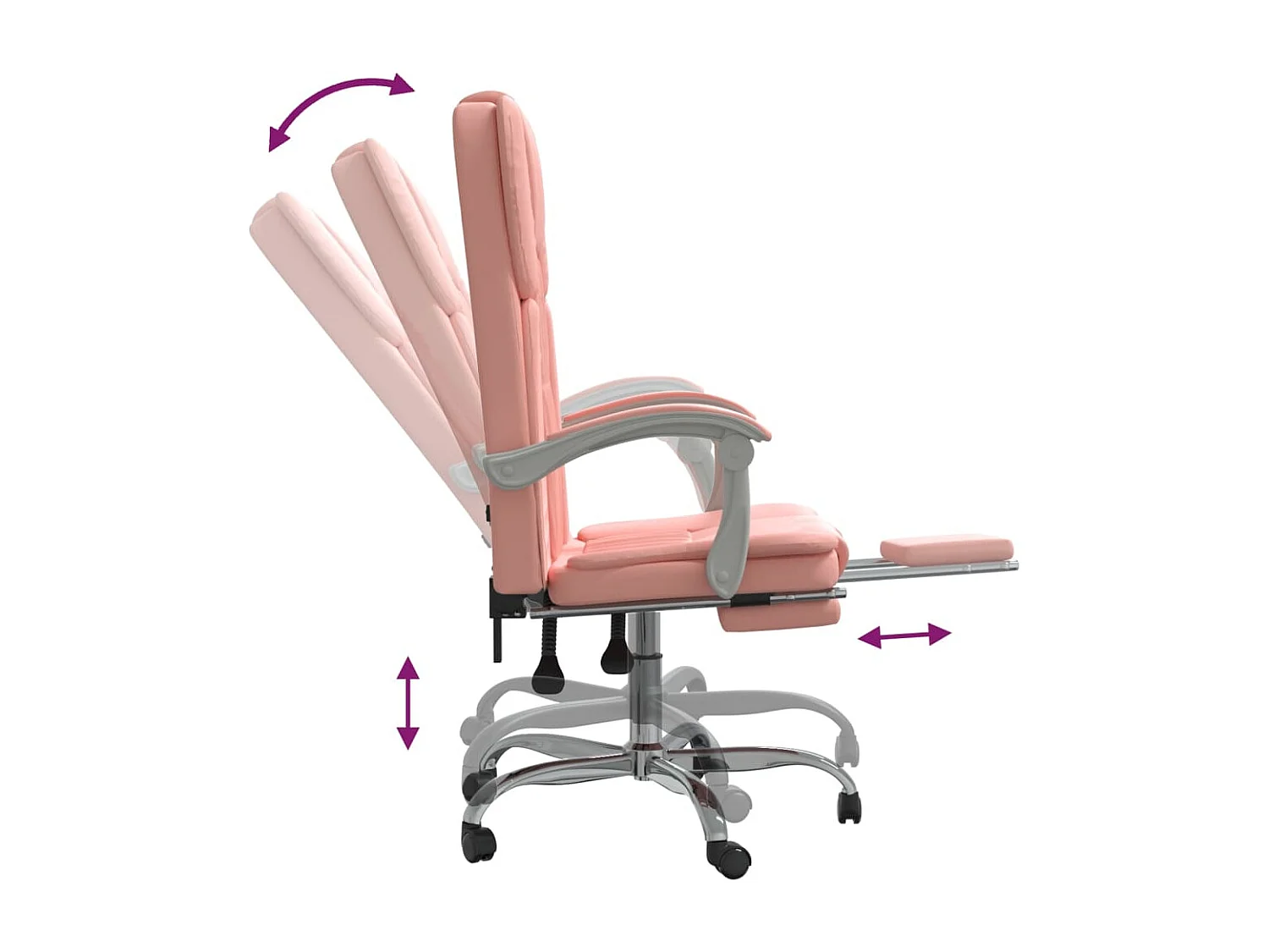 Bürostuhl mit Liegefunktion Rosa Kunstleder