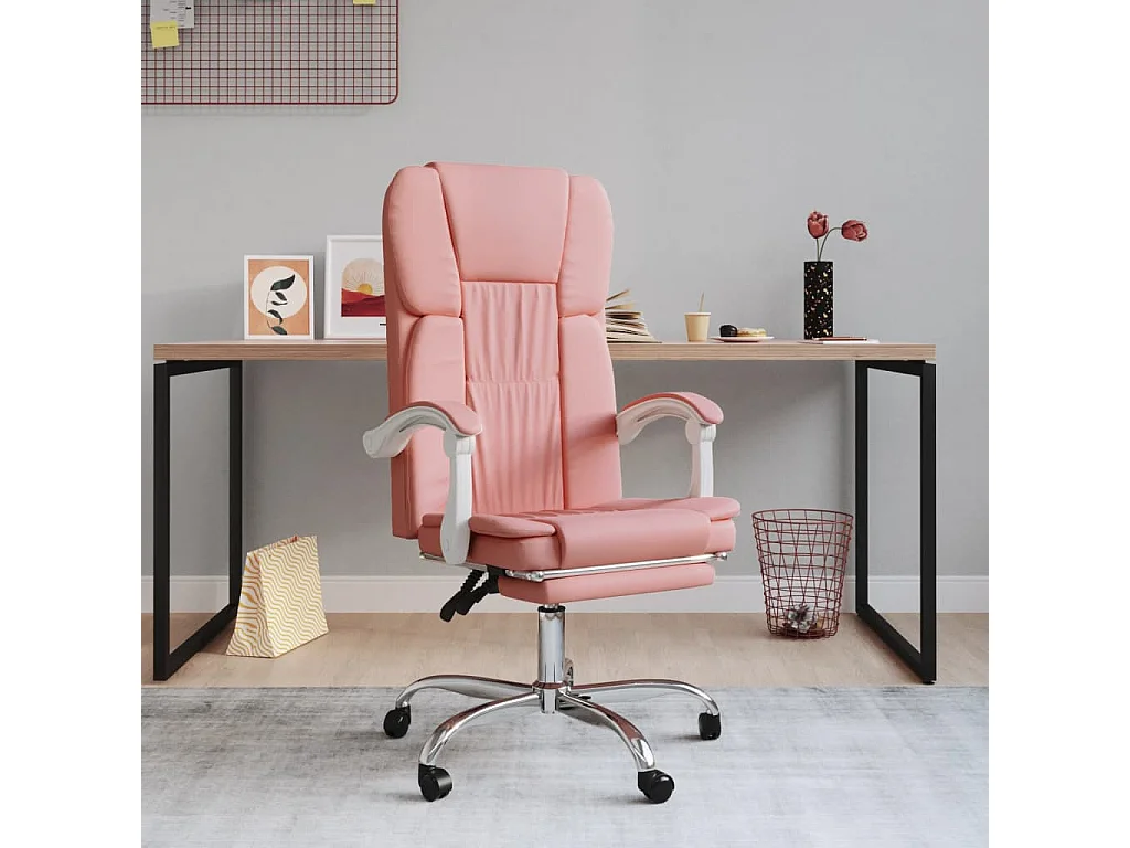 Poltrona da Ufficio Reclinabile Rosa in Similpelle