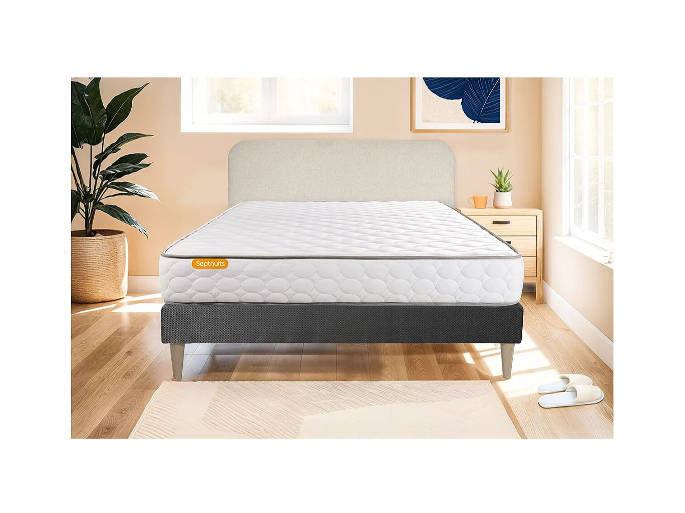 Matelas Mémoire de forme + sommier gris 140x200 Memo
