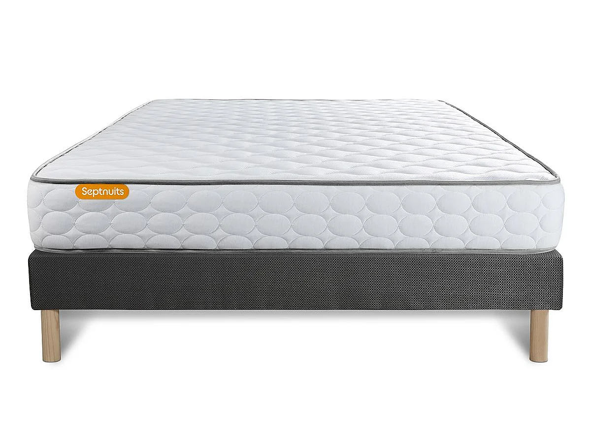 Matelas Mémoire de forme + sommier gris 140x200 Memo