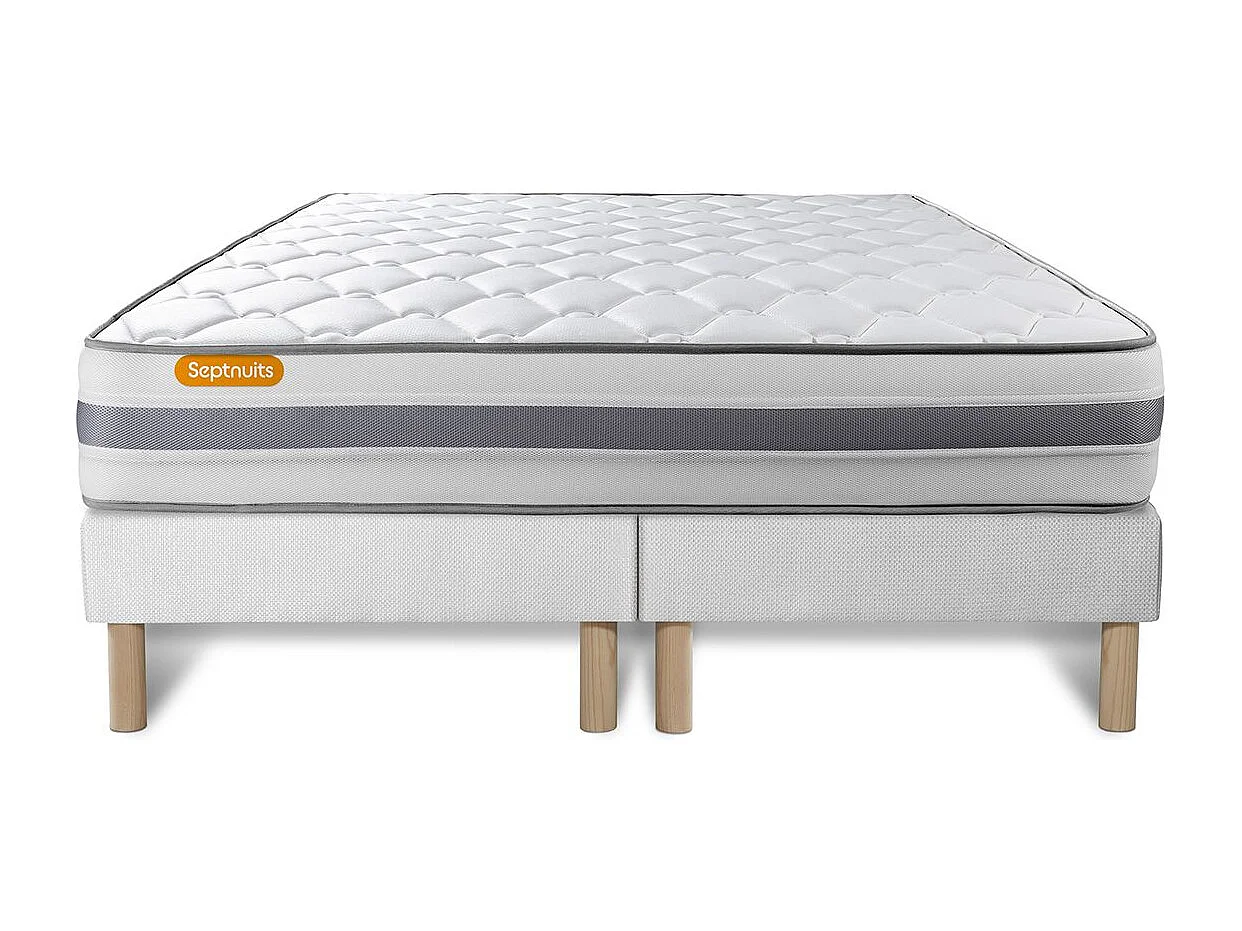 Matelas 160x200 + double sommiers 80x200 Memo Spring Ressorts ensachés 3 zones de confort MAXI épaisseur