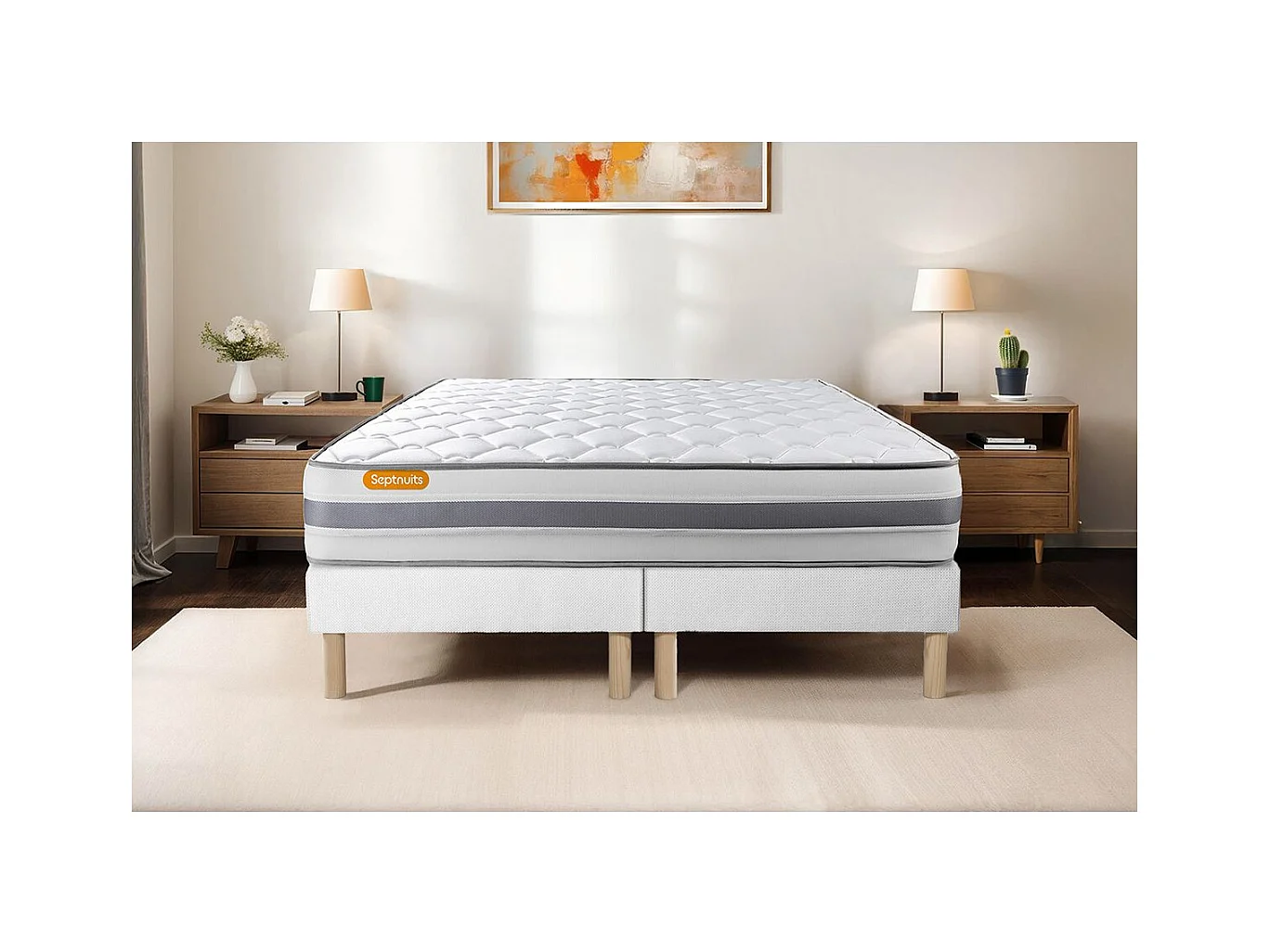 Matelas 160x200 + double sommiers 80x200 Memo Spring Ressorts ensachés 3 zones de confort MAXI épaisseur