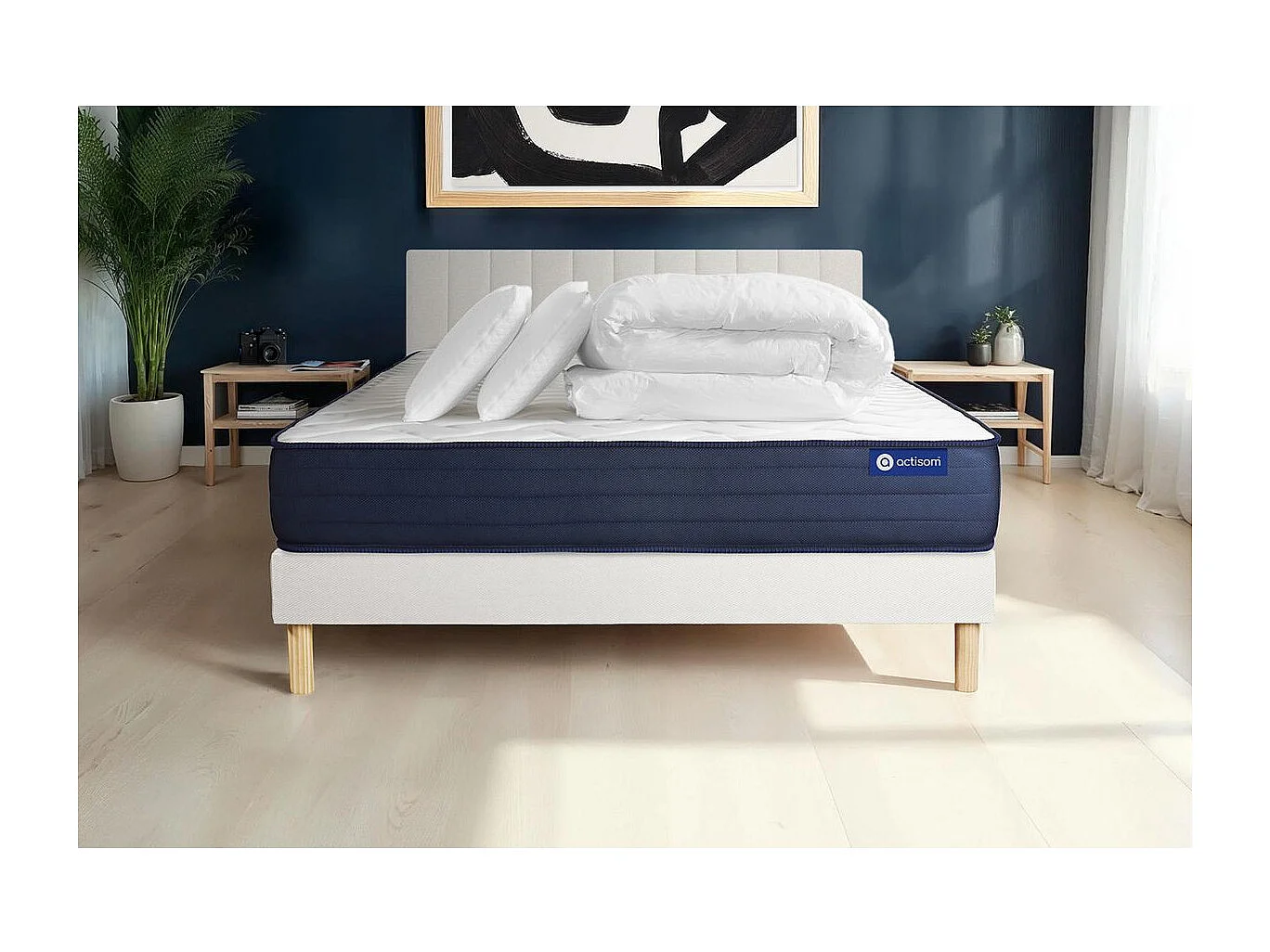 Compleet bedpakket - Matras 160x200 cm + Lattenbodem (kit) + 2 kussens + Dekbed - Actilatex Life