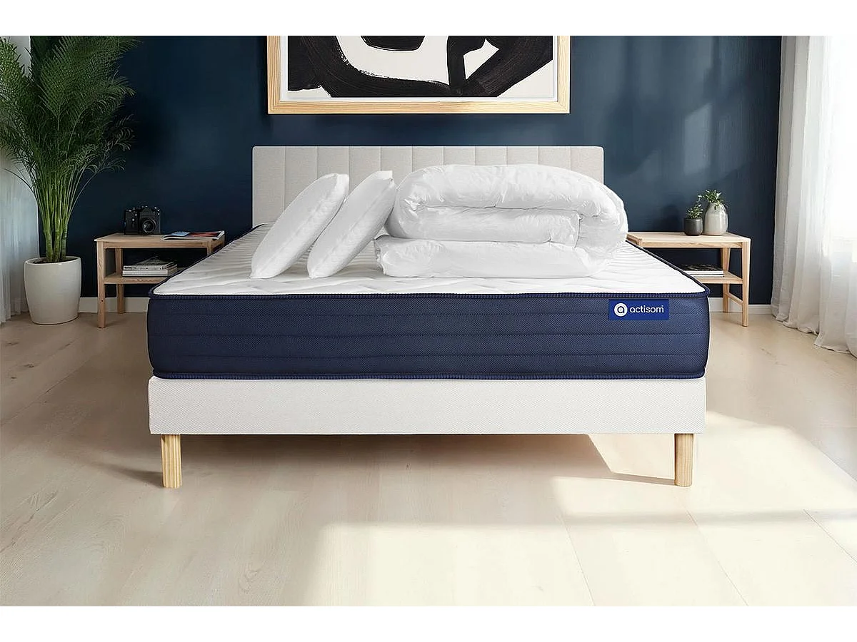 Compleet bedpakket - Matras 160x200 cm + Lattenbodem (kit) + 2 kussens + Dekbed - Actilatex Life