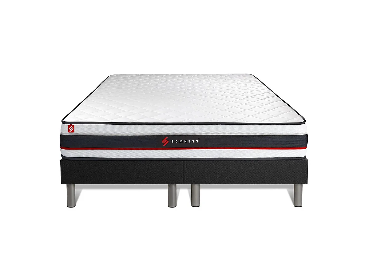 Pack double sommier 90x200 + matelas FORM 180x200 + 2 oreillers mémoire de forme + Couette Percale