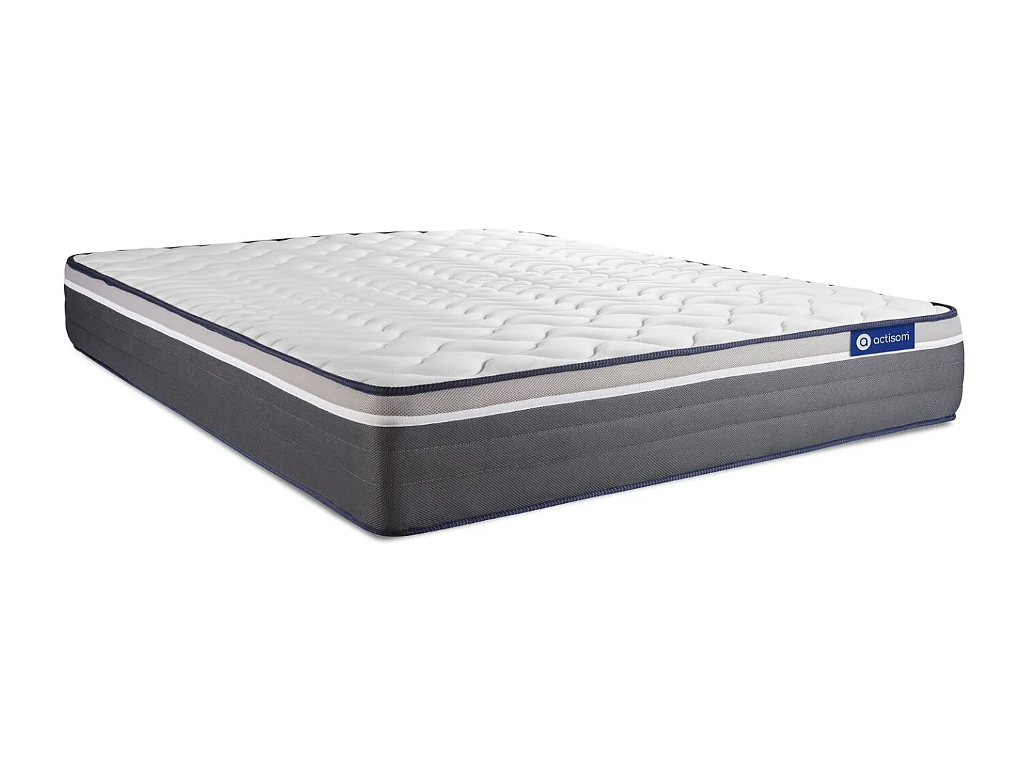 Ensemble matelas ACTILATEX PLUS 200x200 Latex+Mémoire de forme Maxi épaisseur 7zones de confort + sommier KIT blanc