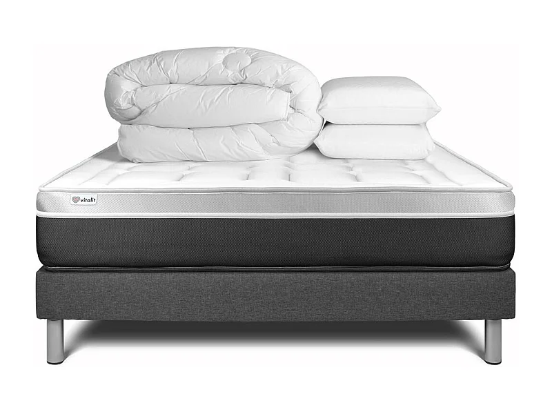 Compleet bedpakket - Matras 180x200 cm + Lattenbodem (set) + 2 kussens + Dekbed - Vital Soft