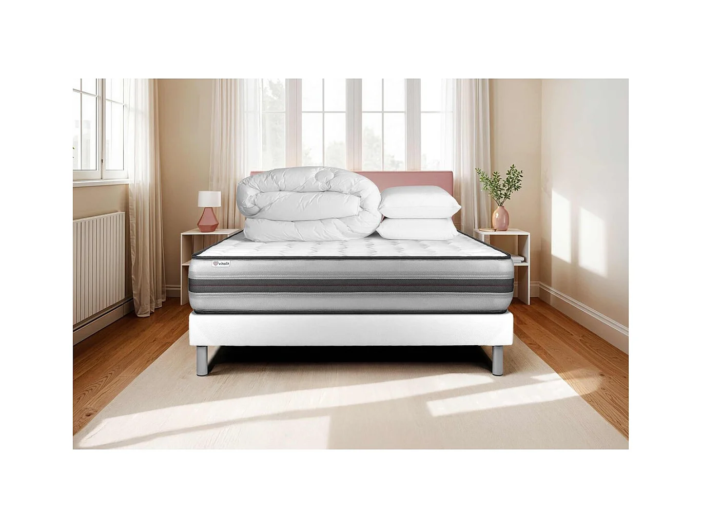 Pack prêt à dormir VITALPOWER RECOVER 200 x 200 cm sommier Kit blanc