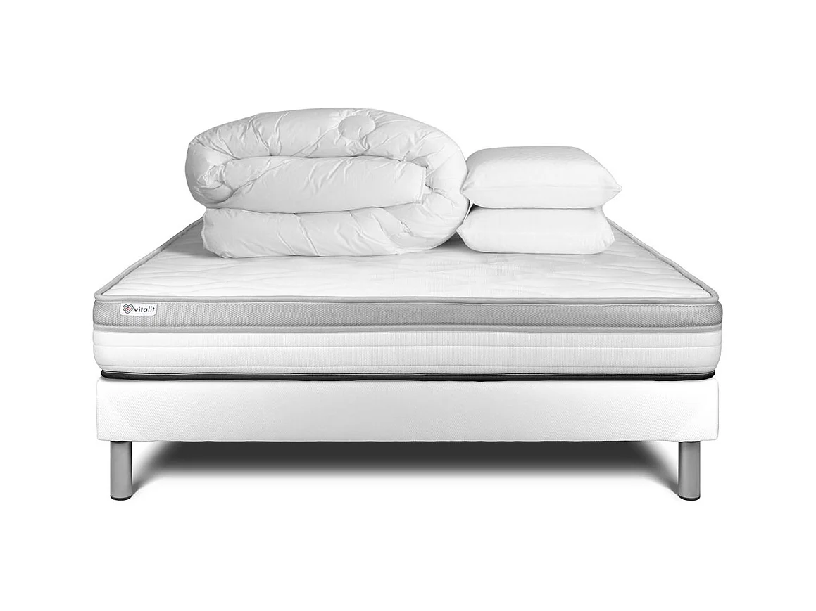 Pack prêt à dormir VITAL RELAX 140 x 190 cm sommier Kit blanc