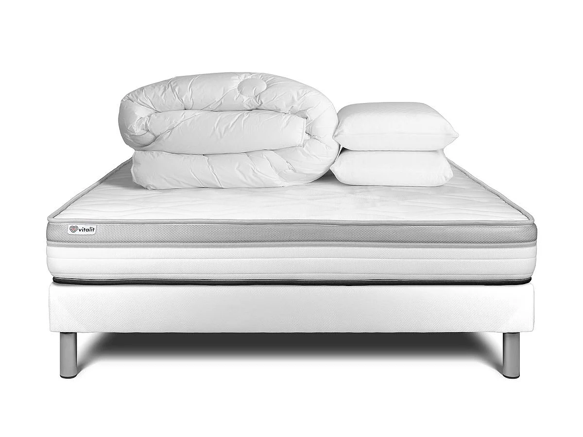 Pack prêt à dormir VITAL RELAX 140 x 190 cm sommier Kit blanc