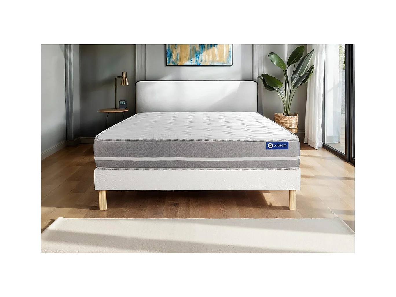 Ensemble matelas Mémoire de forme ACTIMEMO TOUCH 140x190 3zones de confort + sommier KIT blanc