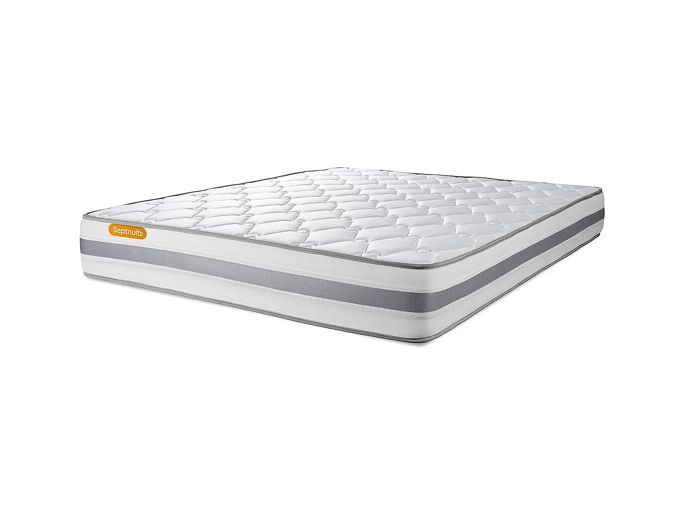 Pack matelas + sommier kit blanc 140x190 Memo Spring Ressorts ensachés MAXI épaisseur + Couette + 2 oreillers