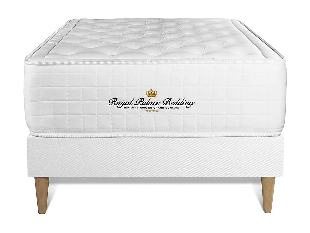 Ensemble Matelas à mémoire de forme maxi épaisseur Buckingham 90x190 sommier KIT blanc