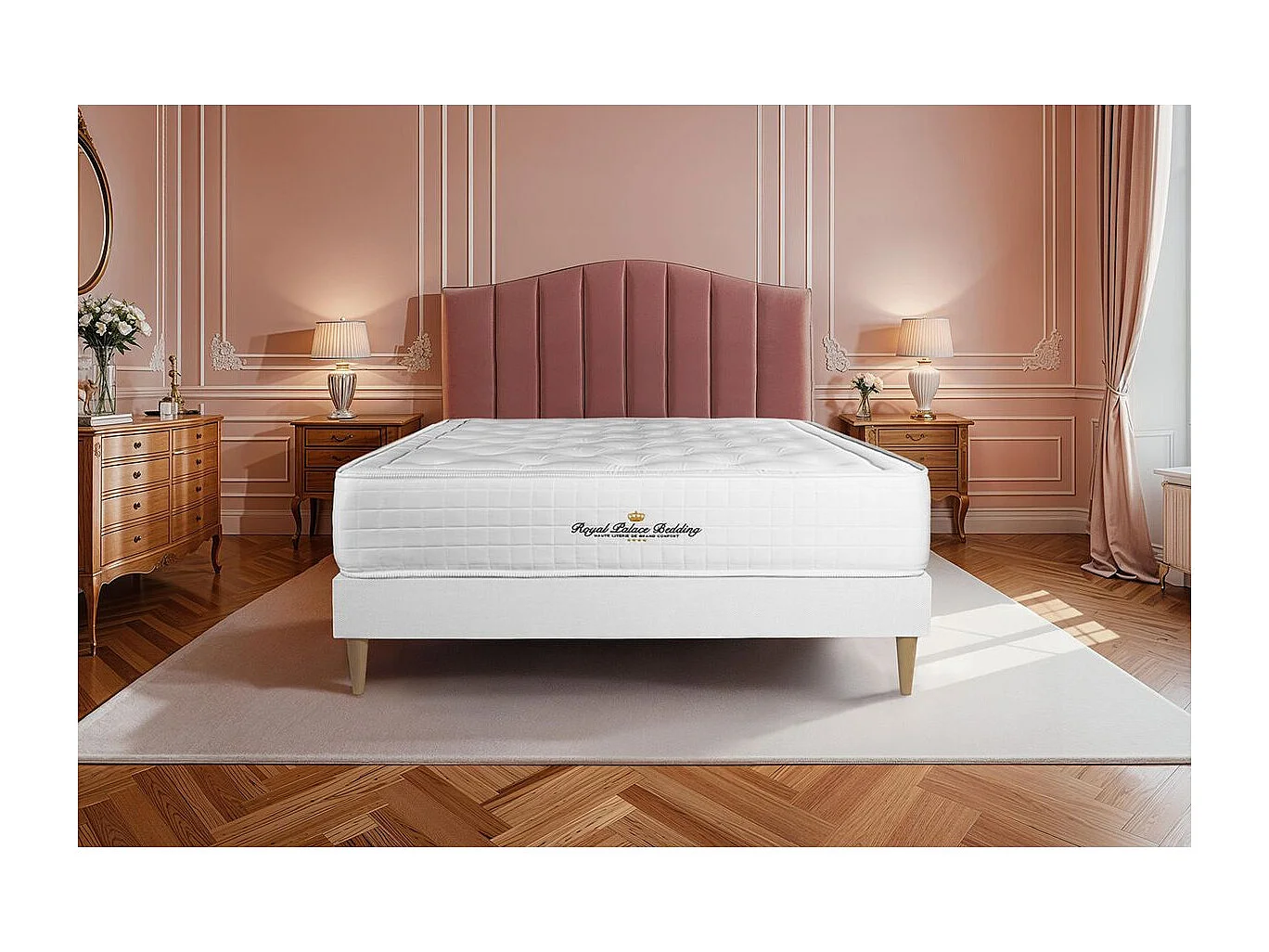 Ensemble Matelas à mémoire de forme maxi épaisseur Buckingham 90x190 sommier KIT blanc
