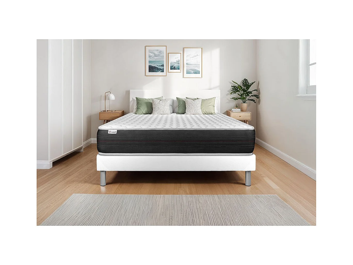Conjunto VITAL SPRING 200 x 200 cm somier Kit blanco