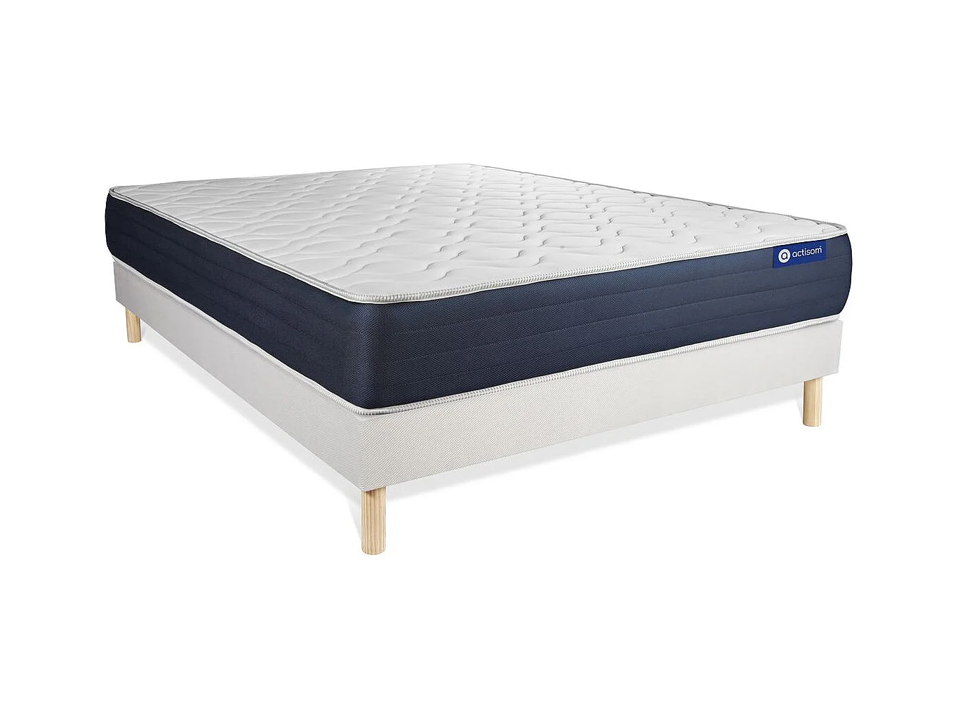 Ensemble matelas Ressorts ensachés et Mémoire de forme ACTIFLEX SLEEP 180x200 5zones de confort + sommier KIT blanc