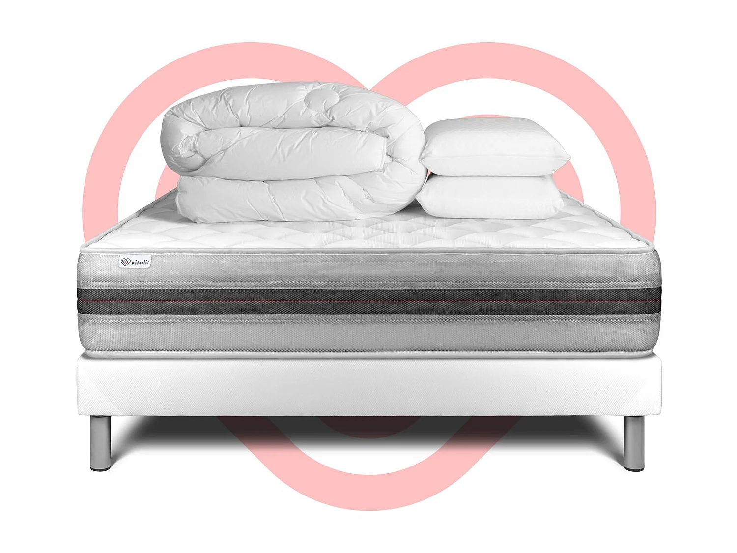 Pack prêt à dormir VITALMEMO BACK 180 x 200 cm sommier Kit blanc