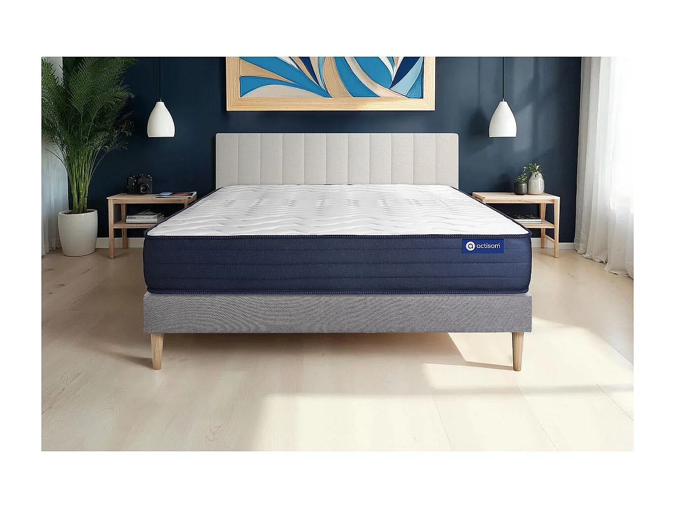 Lattenbodem en Actiflex life matras 90x200cm , matrasdikte : 22 cm , pocketveren en traagschuim , zeer stevig, 5 comfortzones
