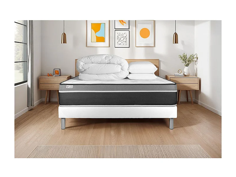 Pack prêt à dormir VITAL CARE 160 x 200 cm sommier Kit blanc