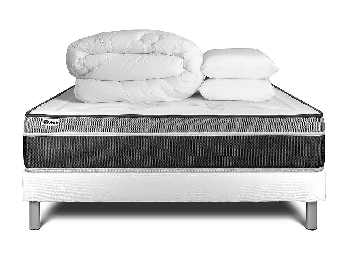 Compleet bedpakket - Matras 160x200 cm + Lattenbodem (kit) + 2 kussens + Dekbed - Vital Care