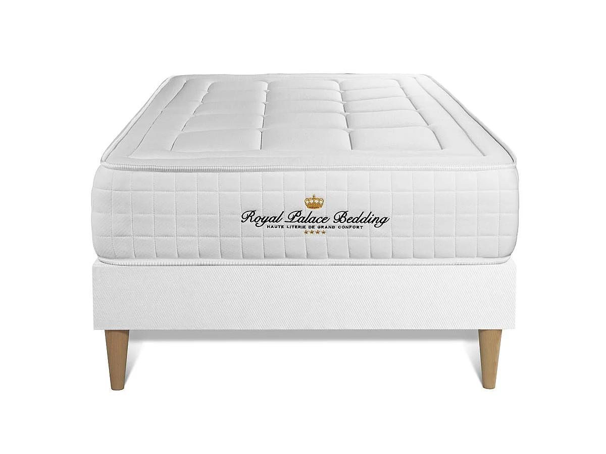 Ensemble Matelas à mémoire de forme maxi épaisseur Balmoral 90x200 sommier KIT blanc