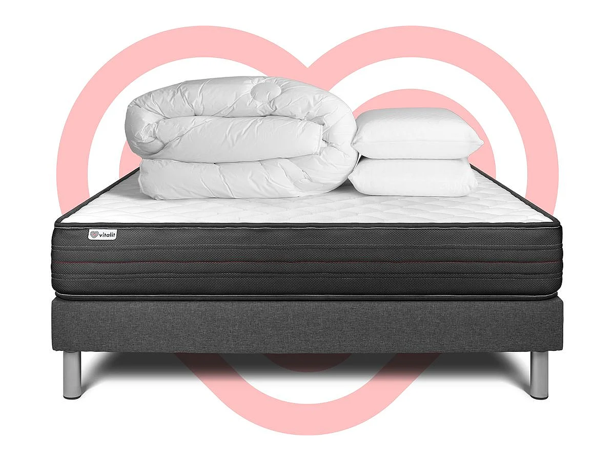 Pack prêt à dormir VITALPOWER 140 x 200 cm sommier Kit gris