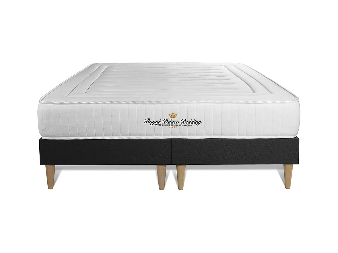 Ensemble double sommier + matelas LANCASTER ressorts ensachés et mémoire de forme 180x200